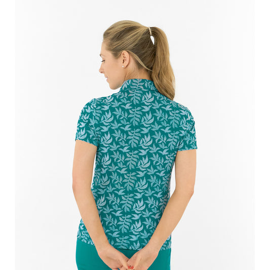 Pure Golf Ladies Short Sleeve Polo in Botanical Print