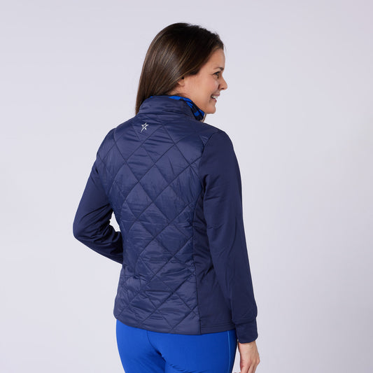 Swing Out Sister Ladies Quilted Hybrid Jacket with Lightweight Insulation in Navy