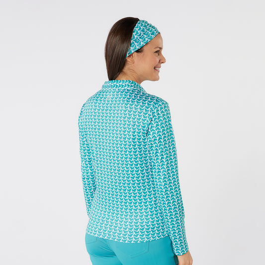 Swing Out Sister Button Down Polo with Gentle Ruched Detail