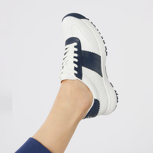Swing Out Sister Golf Shoe with Soft Spikes with Navy Trim Detail