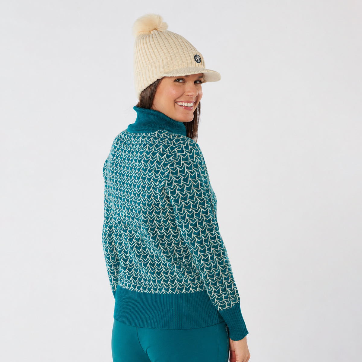 Swing Out Sister Ultra-Soft Pattern Knit Roll Neck
