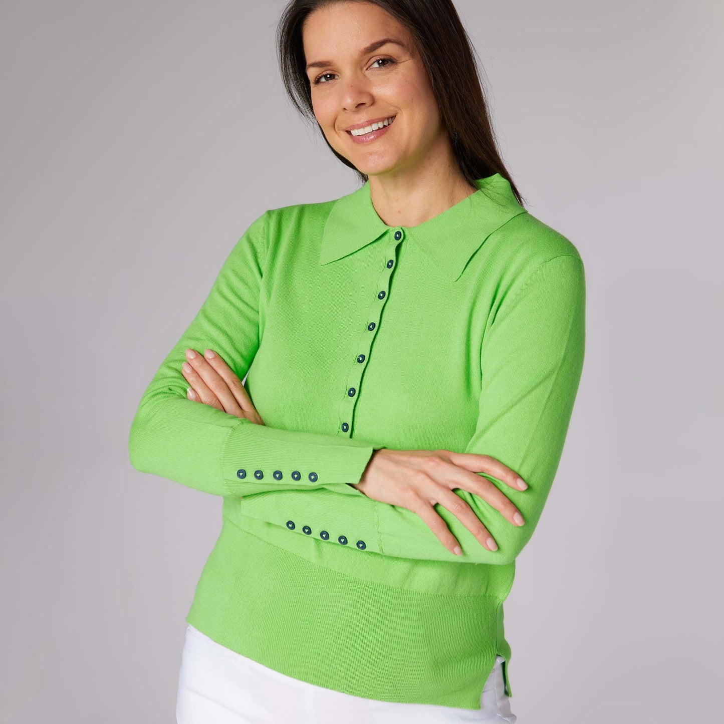 Swing Out Sister Ladies Sophisticated Knit with Elegant Button Detail