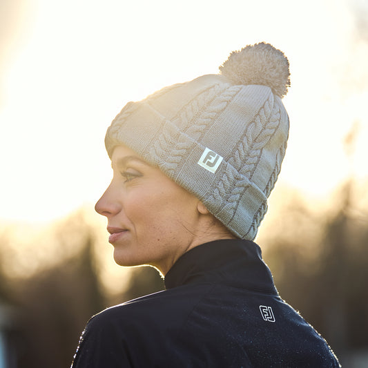 FootJoy Ladies Cable Knit Bobble Hat