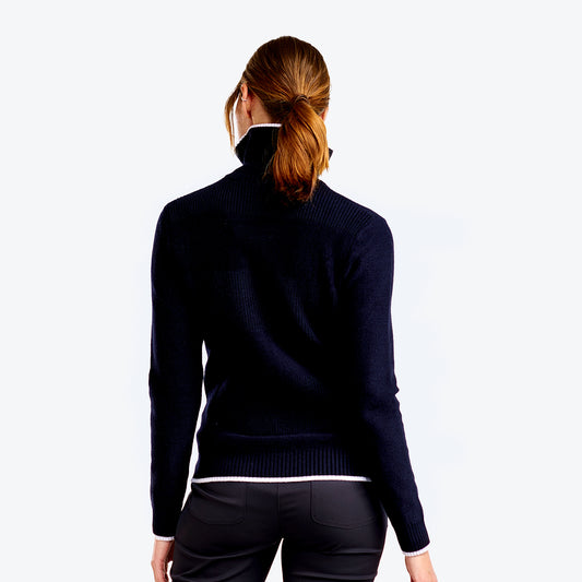 Nivo Ladies Full-Zip Deep Collar Cardigan in Navy