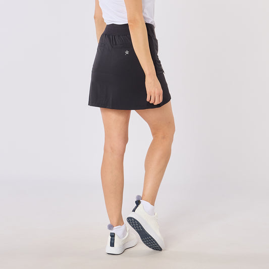 Swing Out Sister Ladies Lightweight Pull-On Skort with Neat Pocket Detail & Comfort Waistband for A Smooth Silhouette in Black