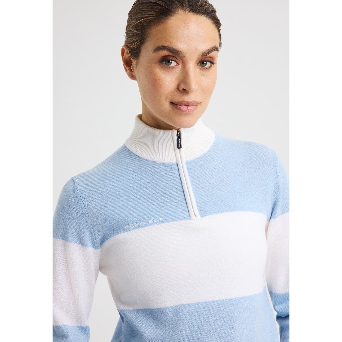 Rohnisch Ladies Colourblock Knitted Zip-Neck Sweater