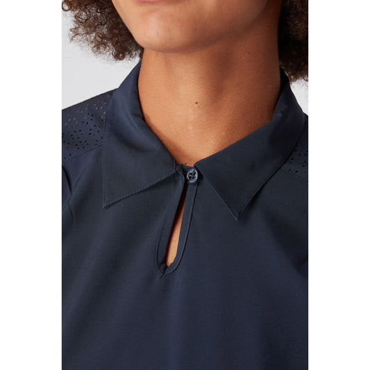 Swing Out Sister Women's Laser Print Navy Cap Sleeve Golf Polo