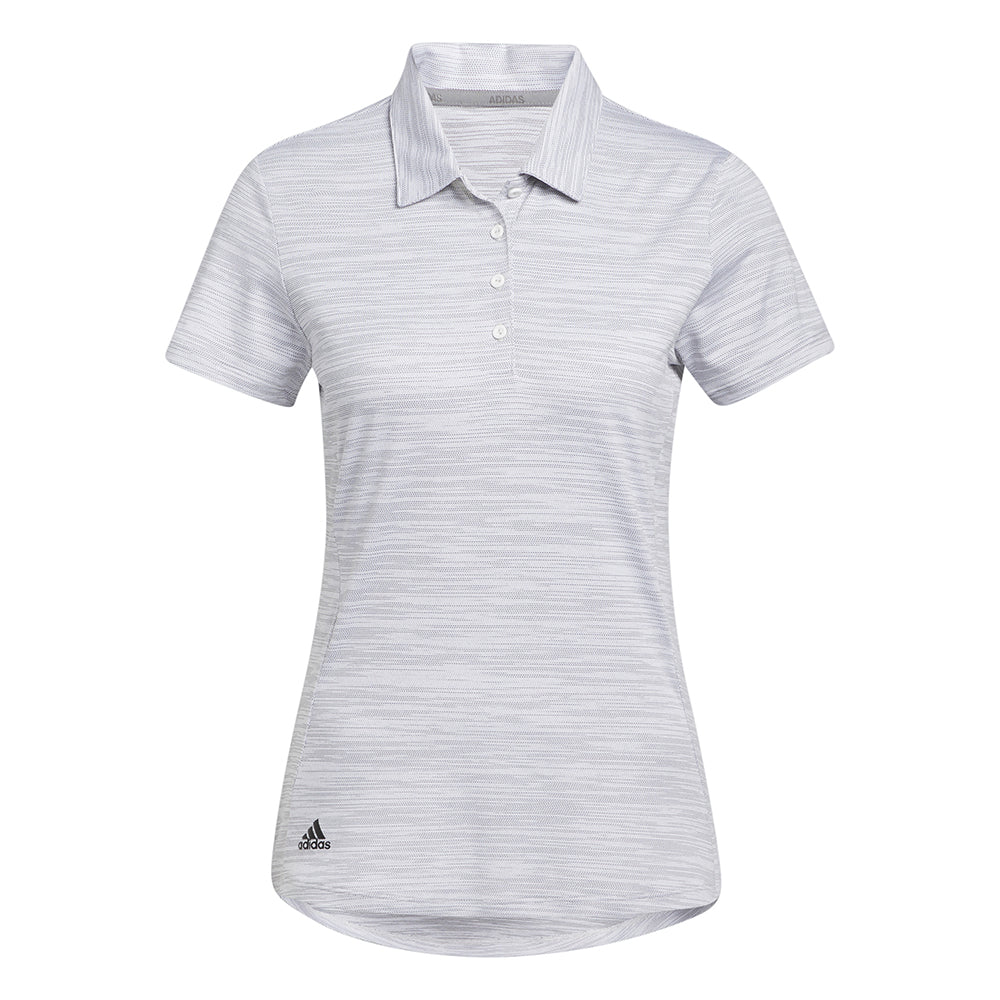 adidas Ladies Spacedye Short Sleeve Golf Polo in White & Black