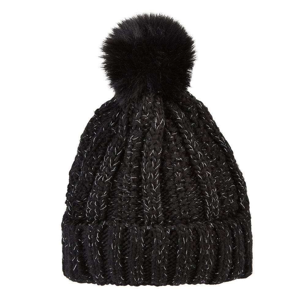 Swing Out Sister Ladies Knitted Bobble Hat in Black