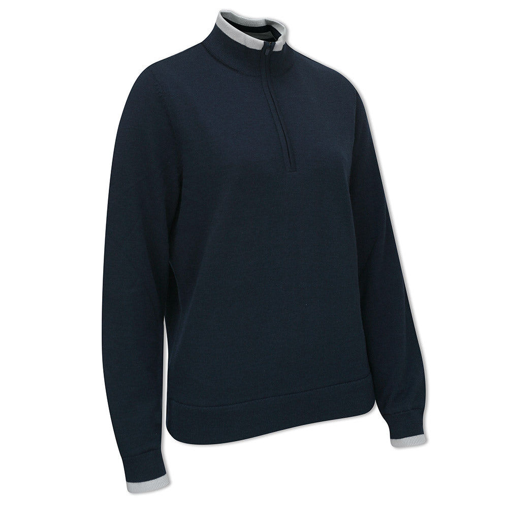 Puma Ladies Golf Lined Windblock Sweater with 1/4 Zip in Navy Blazer