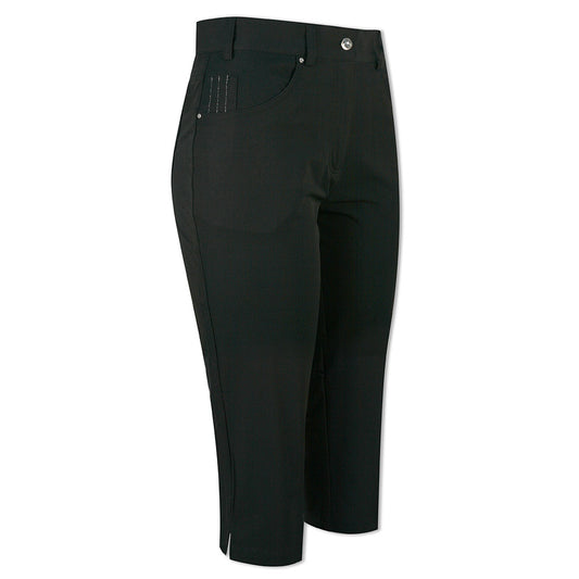 Glenmuir Ladies Black Pedal Pushers - Tailored Stretch Fit with Diamanté Detailing