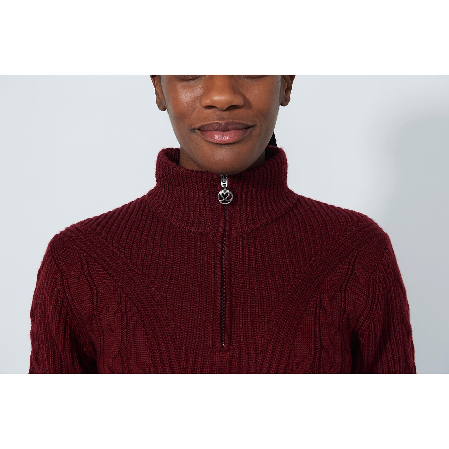 Daily Sports Ladies Half Zip Cable Knit Sweater