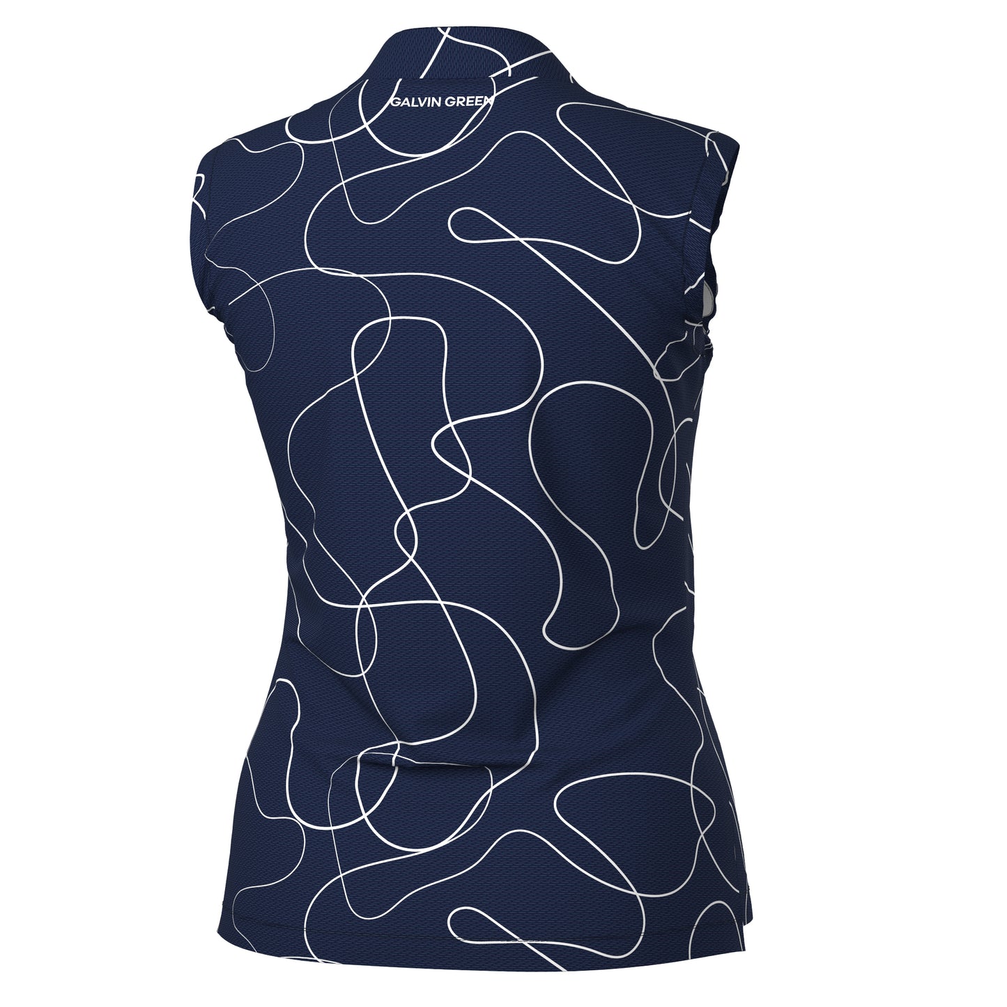 Galvin Green Ladies VENTIL8 PLUS Sleeveless Polo with Swirling Ribbon Print in Navy