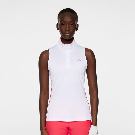 J.Lindeberg Ladies Sleeveless Polo with High Ribbed Collar