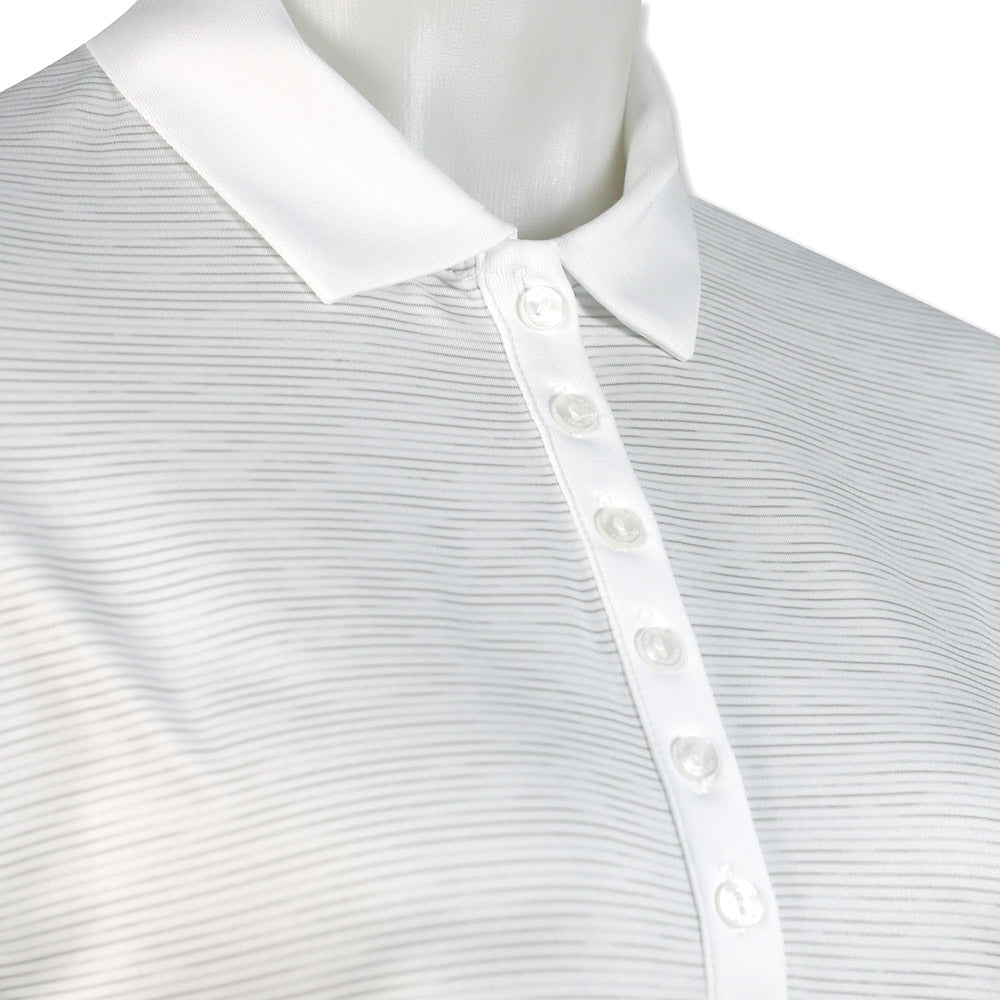 Callaway Ladies 3/4 Sleeve Micro-Stripe Polo in Brilliant White - Last One XXL Only Left