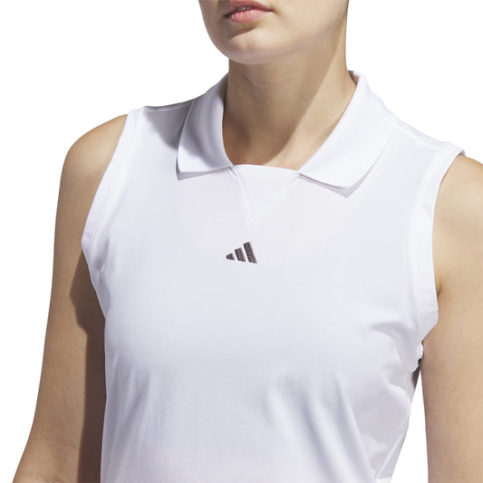 adidas Ladies Sleeveless Golf Polo in White - Last One Large Only Left