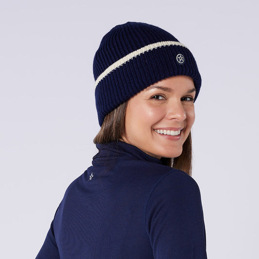 Swing Out Sister Fully Fleece Lined Water Resistant Beanie Hat in Navy