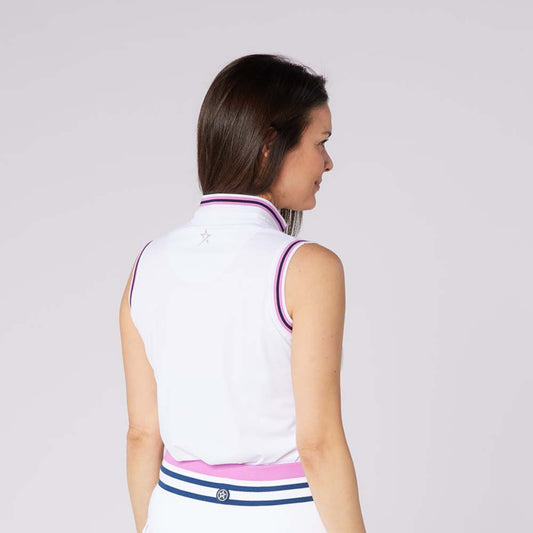 Swing Out Sister Ladies Sleeveless Polo with Soft Piqué Comfort & Sporty Contrast Edge