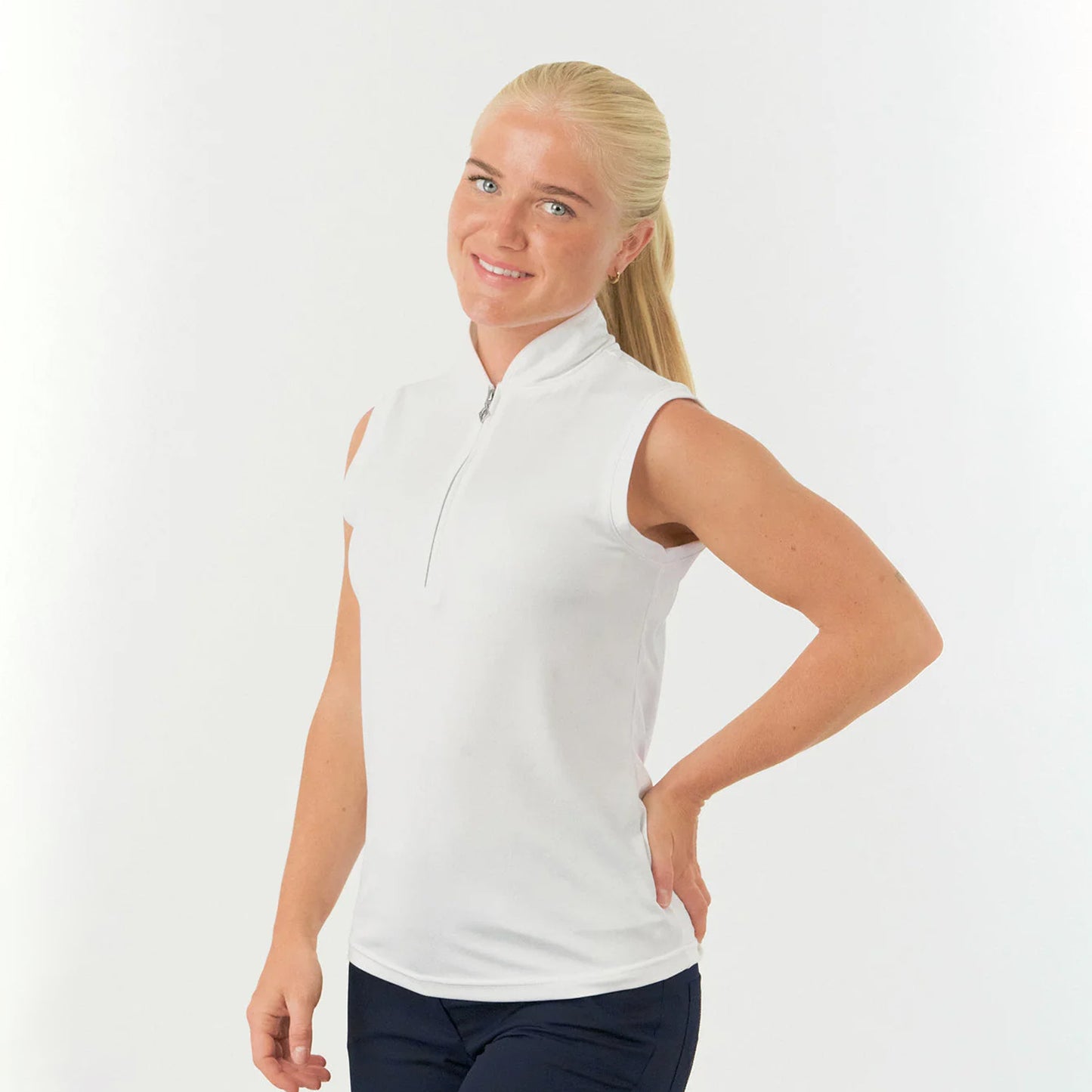 Pure Golf Ladies Sleeveless Mandarin Polo Shirt