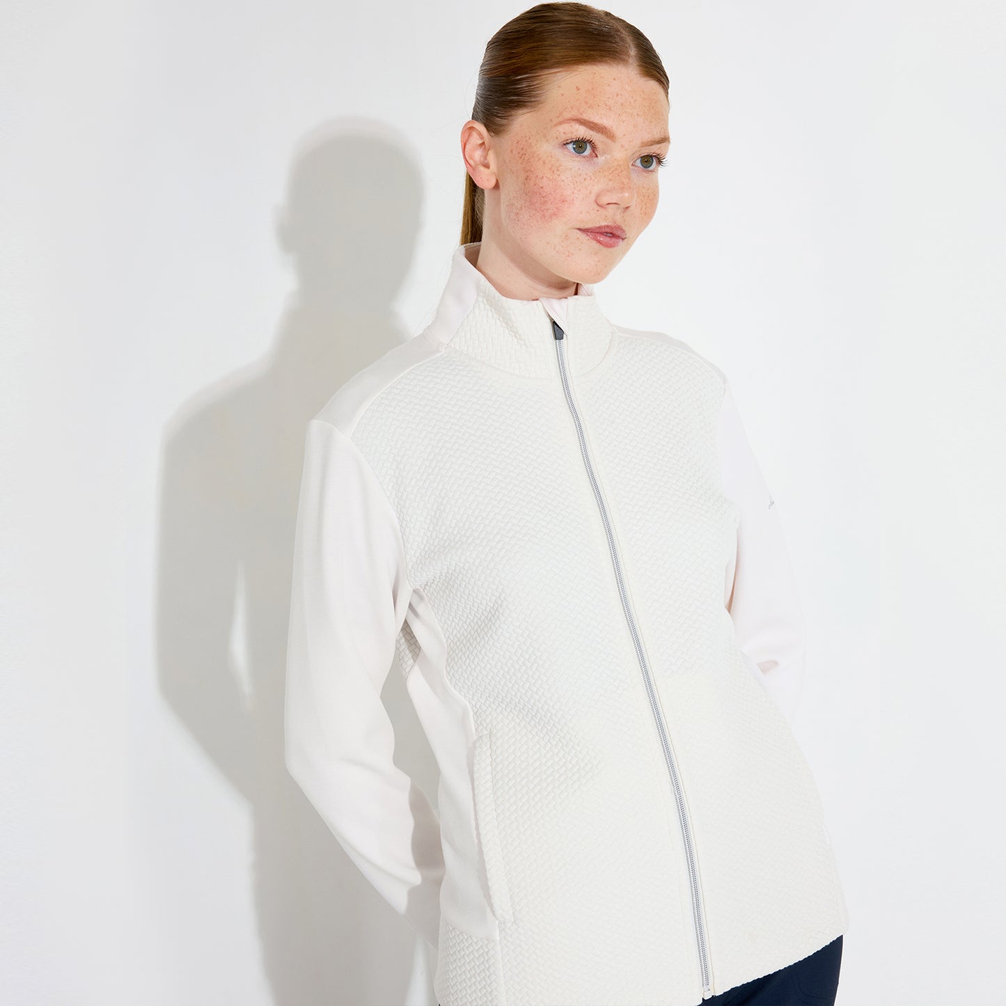 Abacus Ladies Jacquard Knit Full-Zip Fleece Mid-Layer Jacket