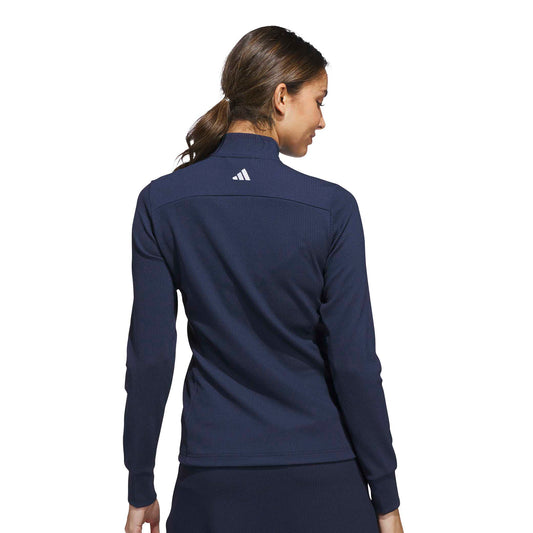 adidas Golf Ladies Navy Ribbed Knit Textured Jacket