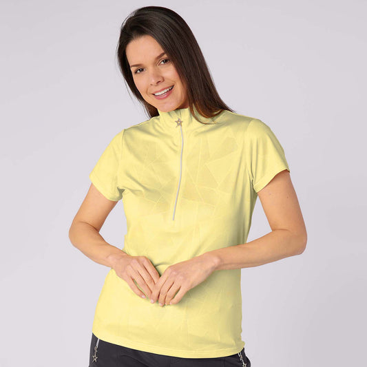 Swing Out Sister Embossed Ladies Polo with Zip Neck – A Stylish Staple for Every Season