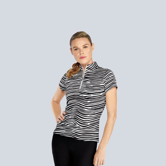 Tail Ladies Erandi Short Sleeve Polo in Racing Stripes - Small Only Left