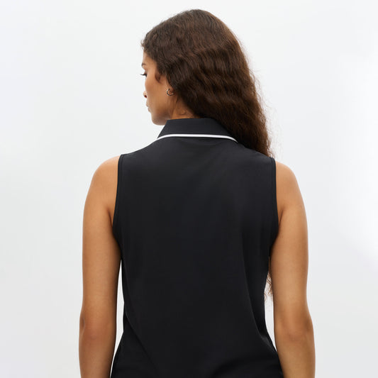 Rohnisch Ladies Sleeveless Polo in Black- Soft, Lightweight Comfort for All-Day Ease