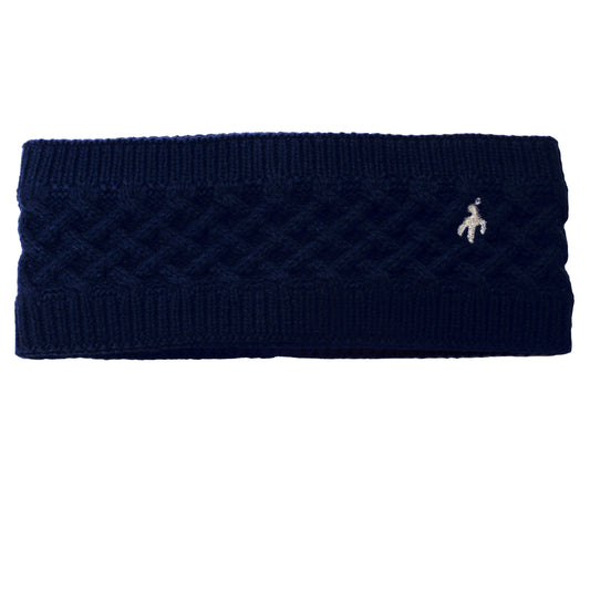 Green Lamb Ladies Fleece Lined Knitted Headband in Navy