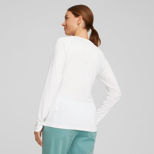 Puma Golf Women's Bright White Long Sleeve Crew Neck Top
