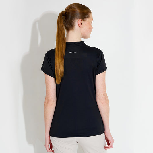 Abacus Ladies DryCool Cap Sleeve Polo in Black- Soft, Stretch