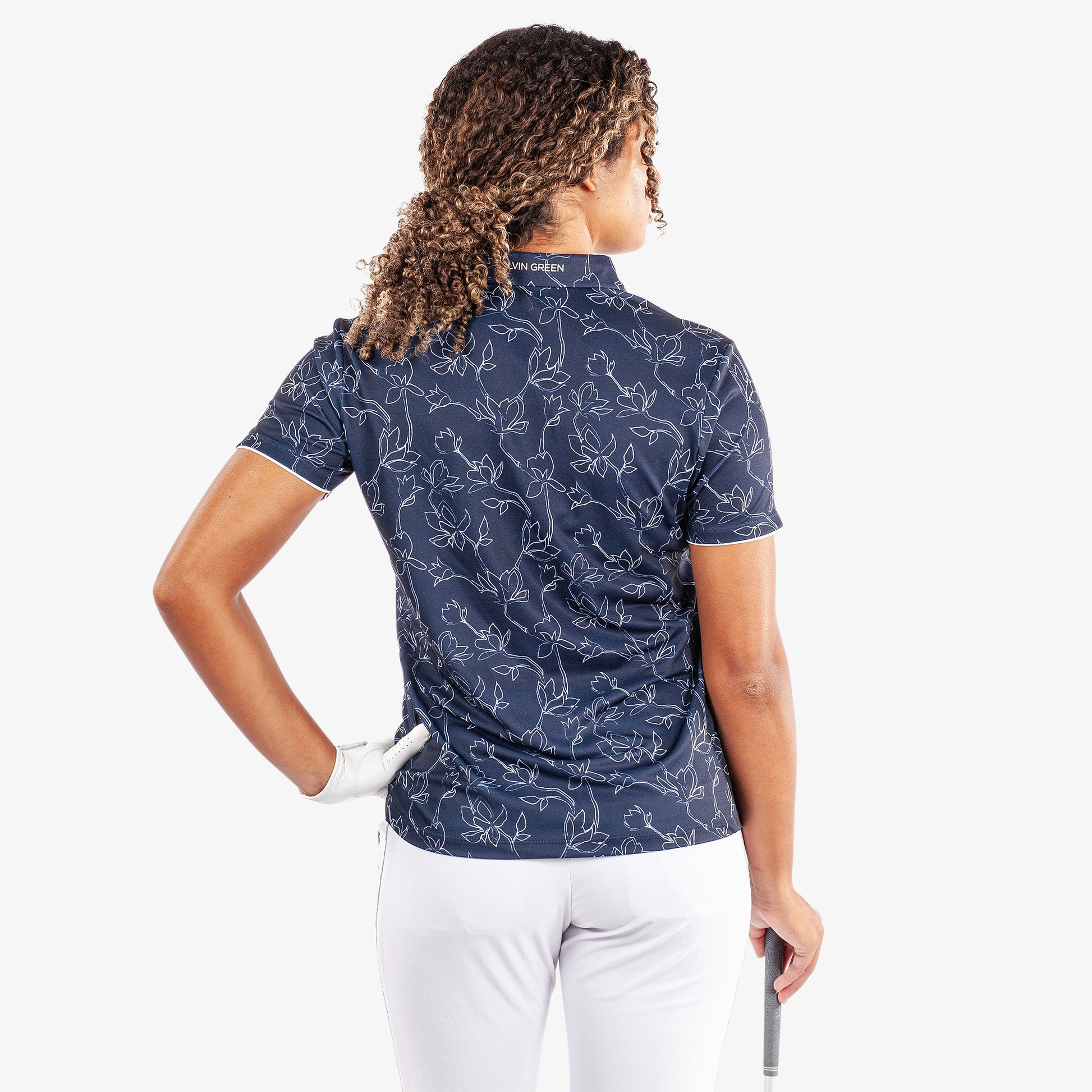 Galvin Green Ladies VENTIL8 PLUS Short Sleeve Polo with Floral Print in Navy