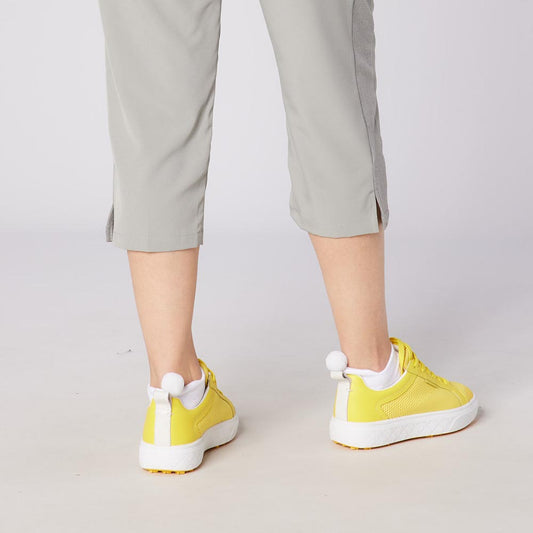 Swing Out Sister Ladies Mesh & Faux Leather Golf Shoes in a Fun Sunshine Shade