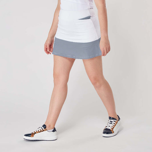 Swing Out Sister Women's ELITE Pull-On Skort in Navy and White Stripe