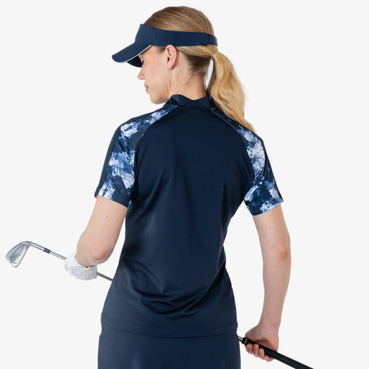 Galvin Green Ladies Zip-Neck Golf Polo with Contemporary Contrast Sleeve Design