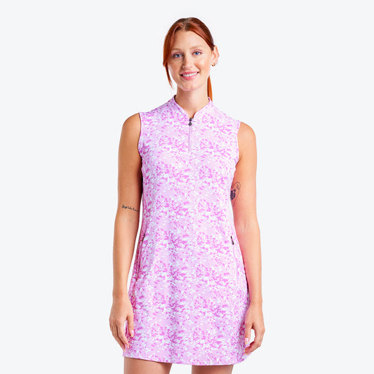 Nivo Ladies Sleeveless Liv-Cool Dress in Bubble Gum with Abstract Floral Print