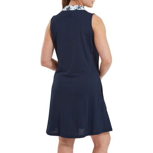 FootJoy Ladies Sleeveless Navy Golf Dress with Floral Trim - Last One Small Only Left