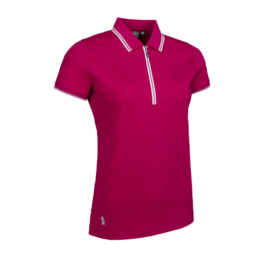 Glenmuir Ladies Short Sleeve Zip-Neck Polo with Contrast Tipping