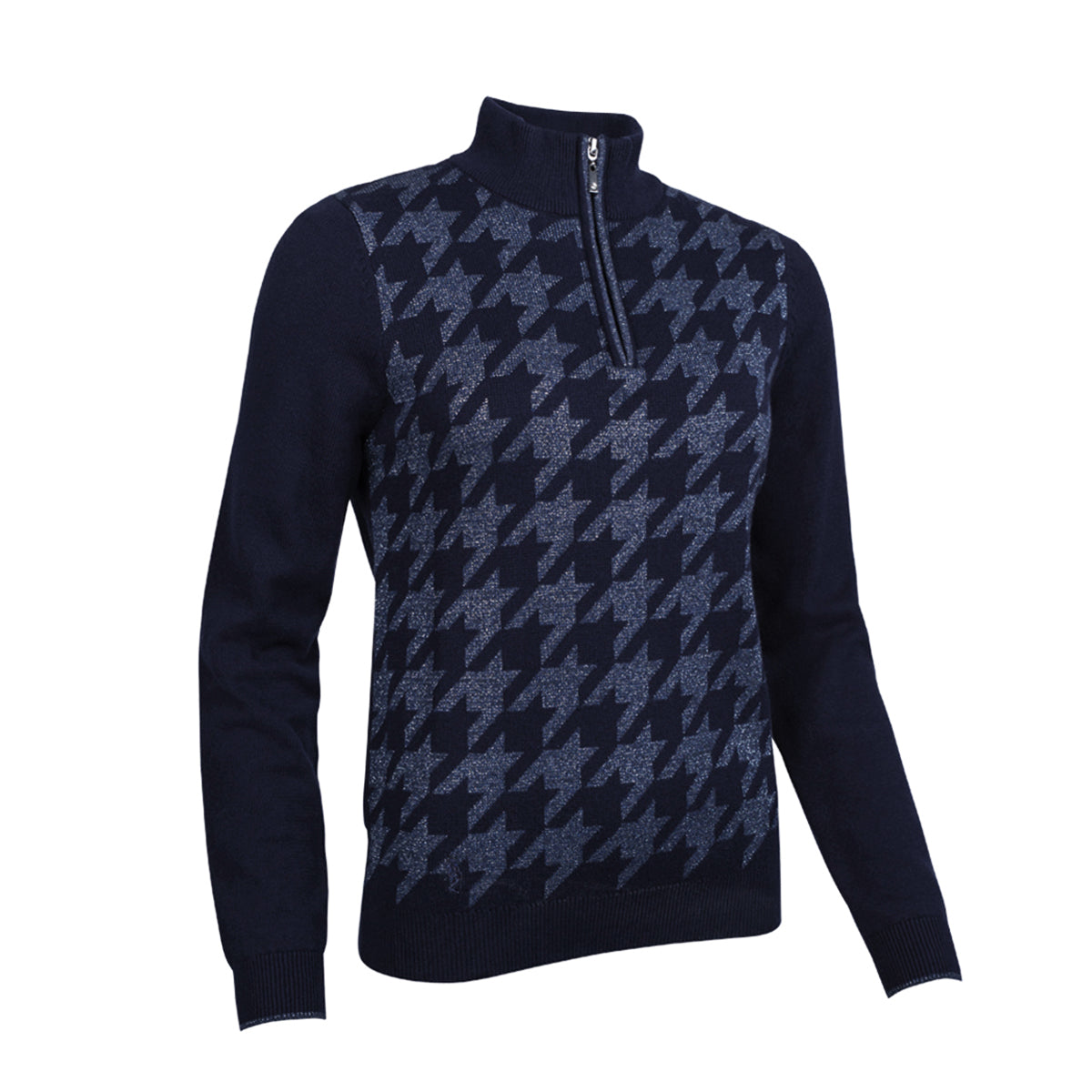 Glenmuir Ladies Navy Cashmere Blend Sweater with Lurex Thread and Water Repellent Finish