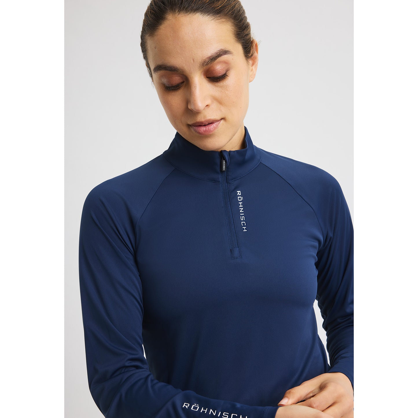 Rohnisch Ladies Lightweight Zip-Neck Top in Navy
