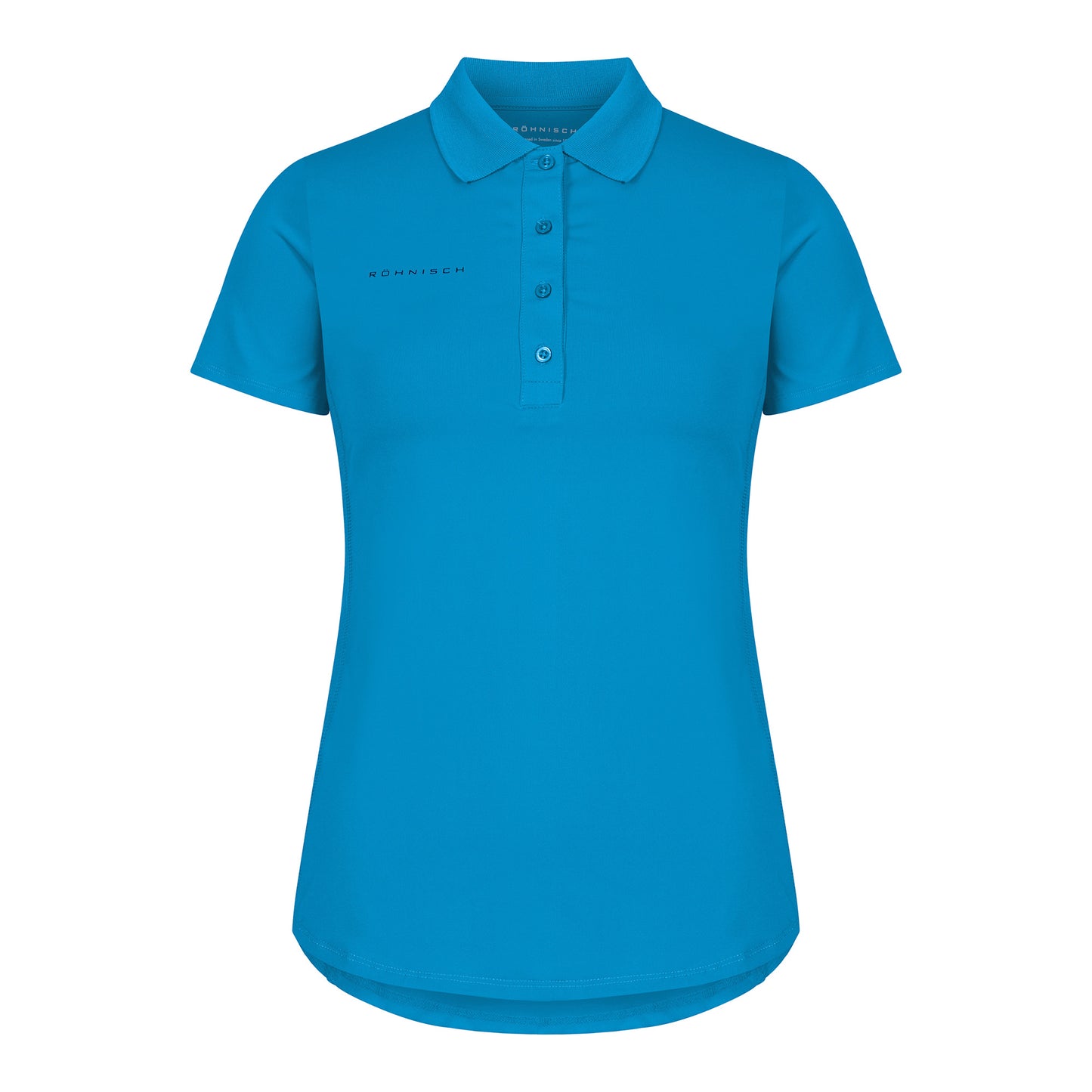 Rohnisch Women's Short Sleeve Polo with Textured Side Panels in French Blue - Large Only Left