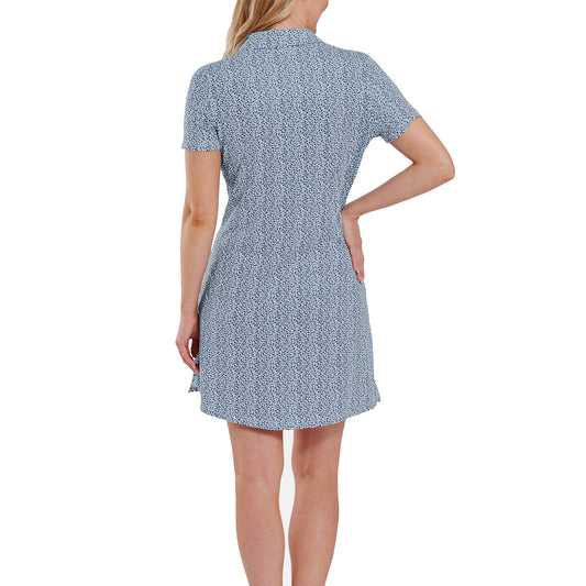 FootJoy Ladies Short Sleeve Animal Print Dress in Blue & White