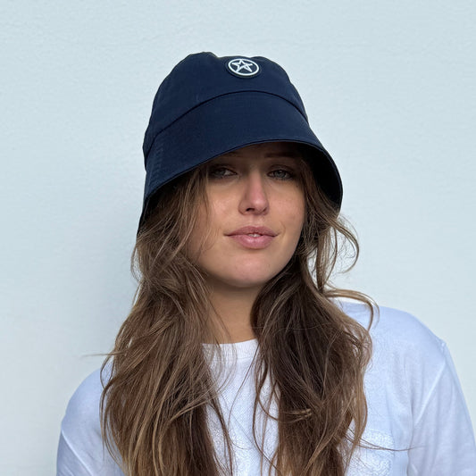 Swing Out Sister Cotton Blend Bucket Hat in Navy
