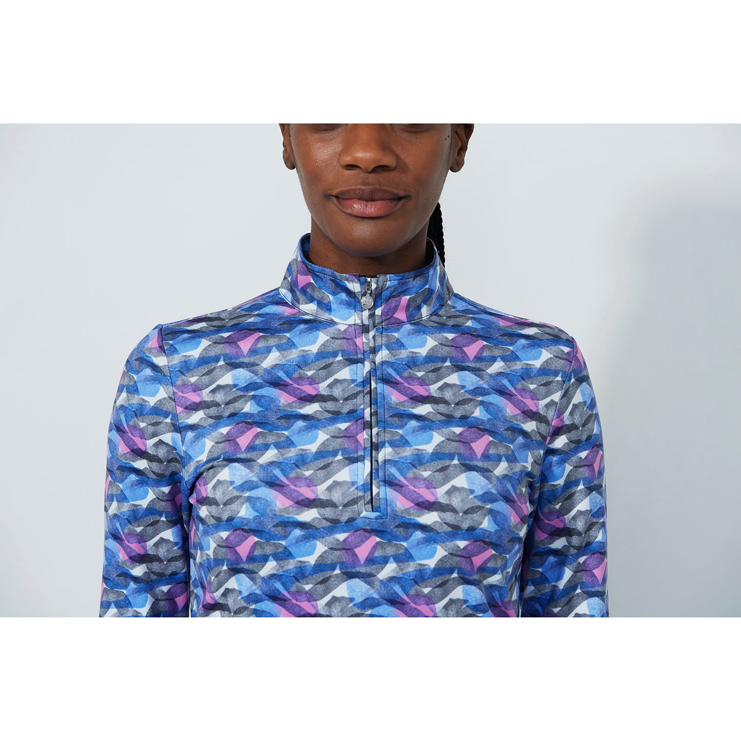 Daily Sports Ladies Brushed Back Top with Abstract Wave Print