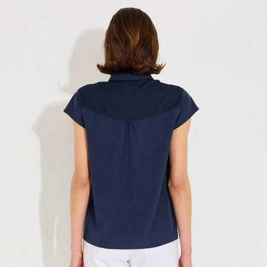 Abacus Ladies DryCool Loose Fit Cap Sleeve Polo in Navy