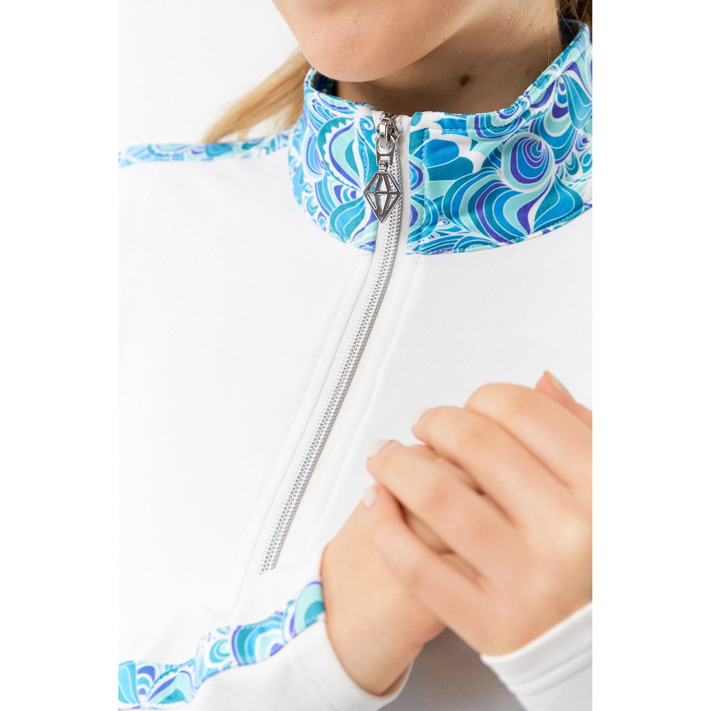 Pure Ladies Full-Zip Peacock Swirl Mid-Layer Golf Jacket