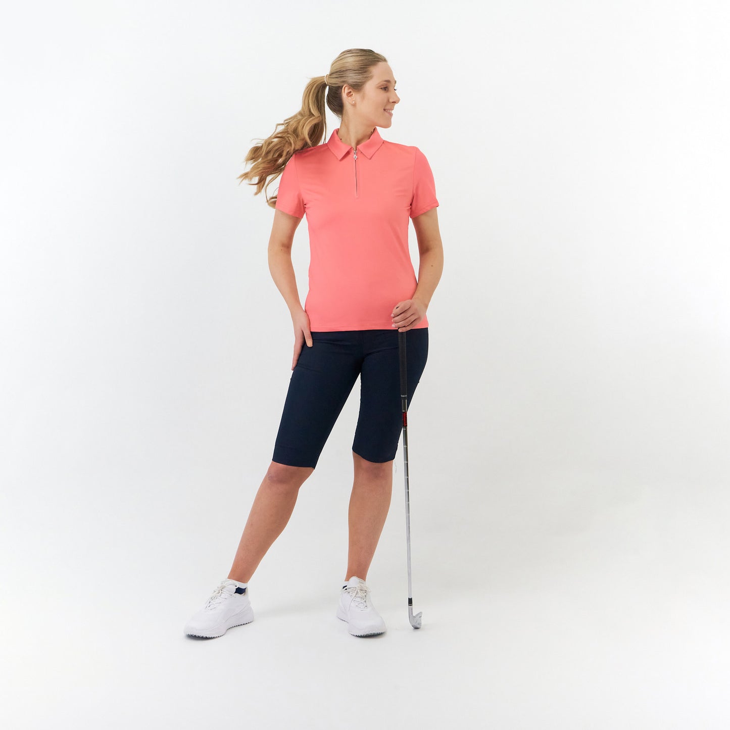 Pure Golf Ladies Cap Sleeve Polo in Coral - Last One Medium Only Left