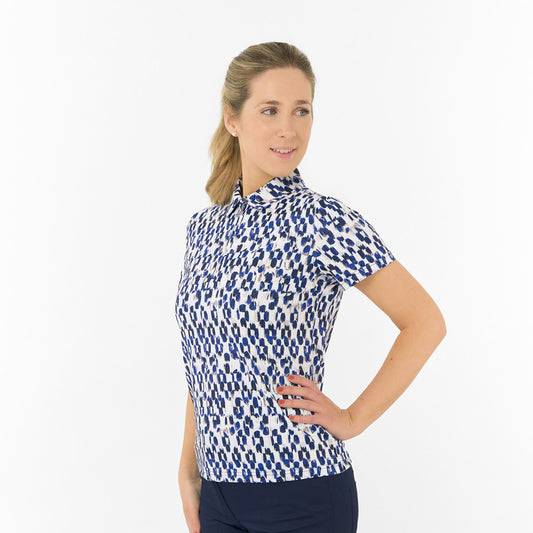 Pure Golf Ladies Short Sleeve Polo in Abstract Dash Print