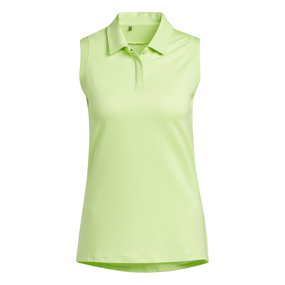 adidas Ladies Linear Textured Sleeveless Golf Polo in Pulse Lime