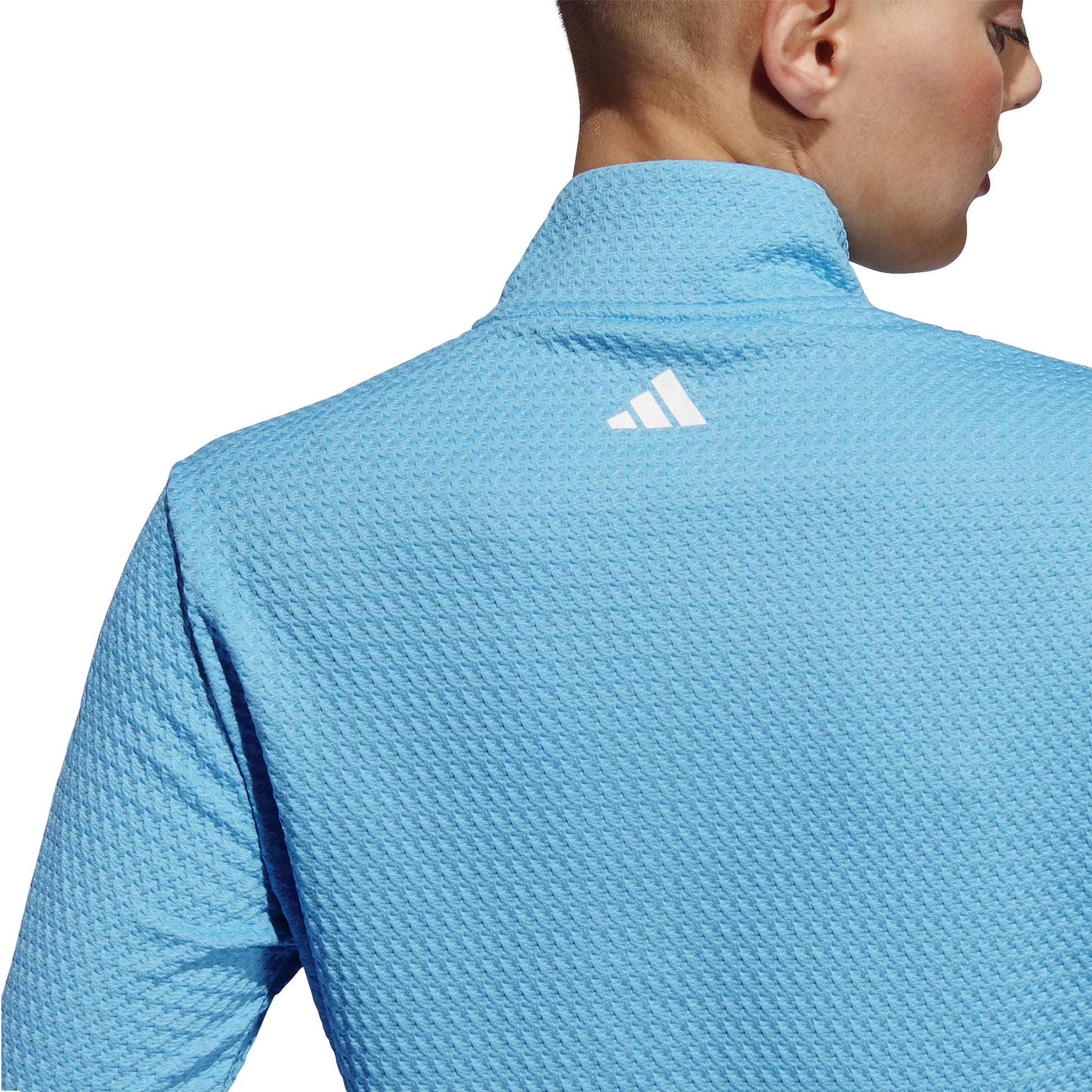 adidas Ladies Waffle-Knit Golf Jacket in Semi Blue Burst